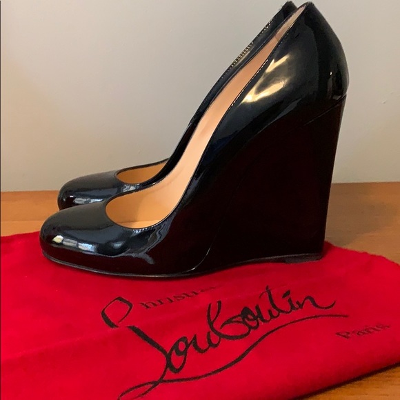 Christian Louboutin RonRon Wedges (blk, sz 37) - Picture 7 of 10